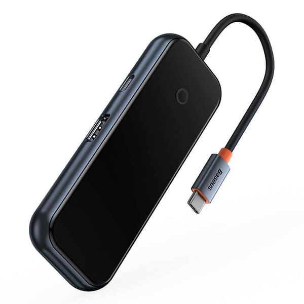 Hub 5in1 Baseus AcmeJoy-serien USB-C till 2xUSB 3.0 + USB 2.0 + USB-C PD + HDMI (mörkgrå)