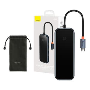 Hub 5in1 Baseus AcmeJoy-serien USB-C till 2xUSB 3.0 + USB 2.0 + USB-C PD + HDMI (mörkgrå)