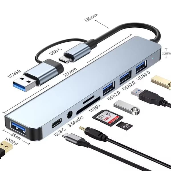 8-i-2 USB-C & USB-A Hub – Kraftige og allsidige tilkoblingsmuligheter