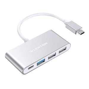 Lention 4-i-1 Hub USB-C til USB 3.0 + 2x USB 2.0 + USB-C (sølv)