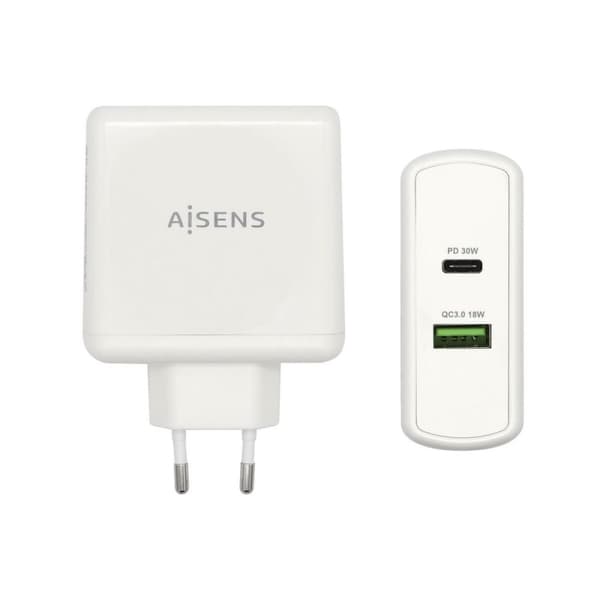 USB-oplader væggen Aisens ASCH-2PD30QC-W Hvid 48 W USB-C (1 enheder)