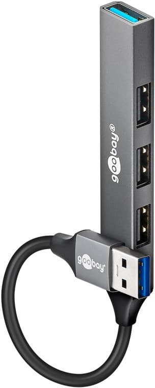 Slim USB-hubb med 4 portar, USB-A till USB-A, 5 Gbit/s
