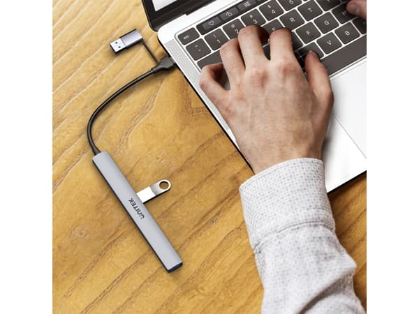 Unitek Hub USB-A/C 7in1 USB A med USB A 5 Gbps adapter