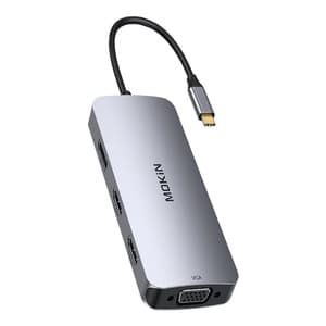 HUB 8in1 MOKiN USB-C VGA+2xHDMI (sølv)