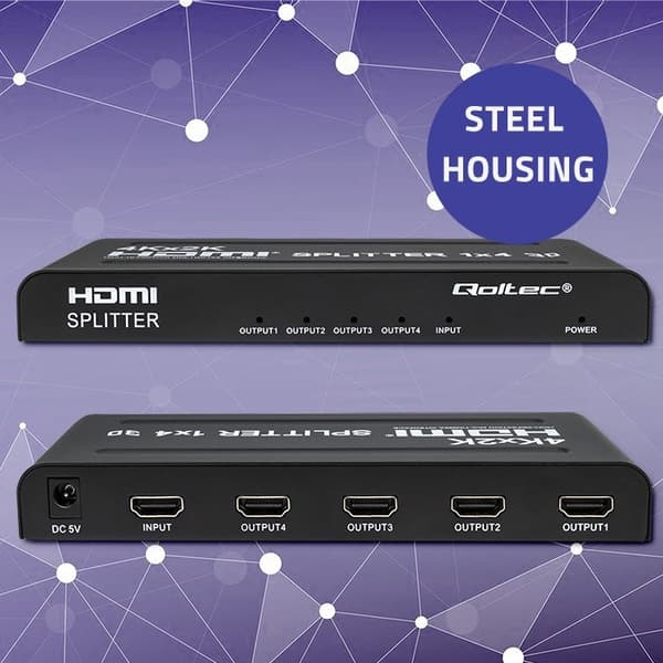 Qoltec 51798 Active HDMI Splitter 4 x HDMI 4K x 2K | 3,4 Gb/s