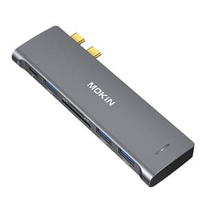 HUB 6in2 MOKiN USB-C för Macbook 3xUSB-A 1xUSB-C 1xSD/MicroSD (silver)