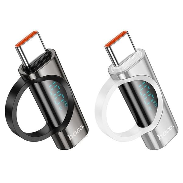 Hoco Adapter USB-C Till USB-C Med Display 5A 100W - Silver
