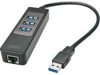 Lindy 43176, USB 3.2 Gen 1 (3.1 Gen 1) Typ-A, RJ-45, USB 3.2 Gen 1 (3.1 Gen 1) Typ-A, 5000 Mbit/s, Sortera, Plast, 0,29 m