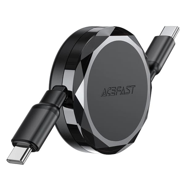 Acefast uttrekkbar USB-C-kabel 60W - Svart