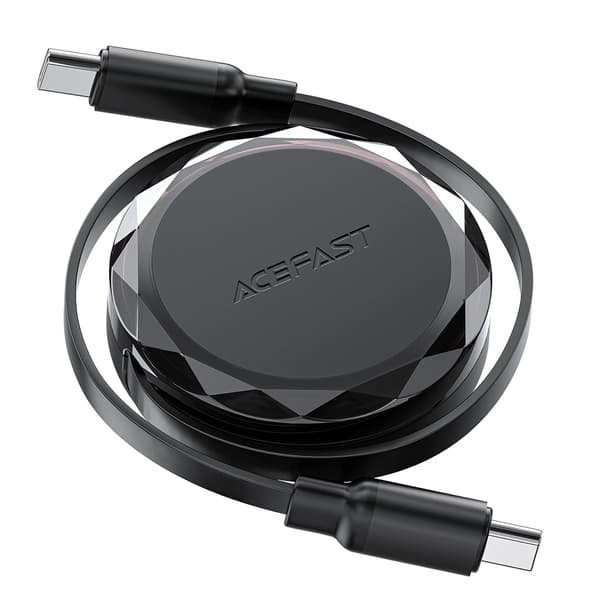Acefast uttrekkbar USB-C-kabel 60W - Svart