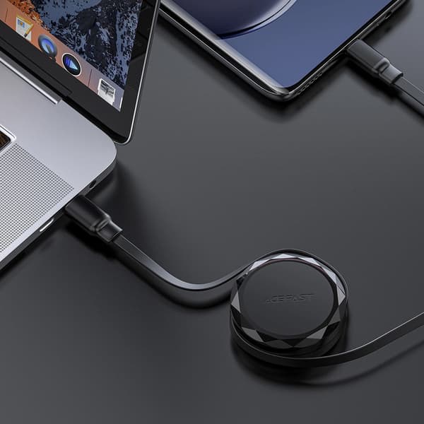 Acefast sisäänvedettävä USB-C-kaapeli 60W - Svart
