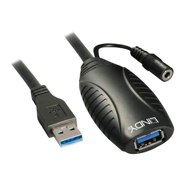 Active USB 3.0 förlängningskabel - LINDY - 10m - USB 3.0 SuperSpeed - Plug & Play - Svart