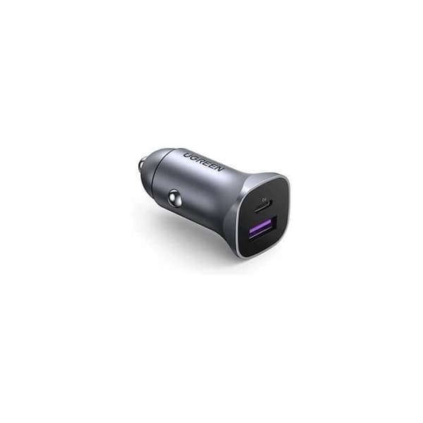 Bil-laddare - UGREEN - CD130 - USB-A/USB-C - 30W PPS - Grå Gjuten aluminium