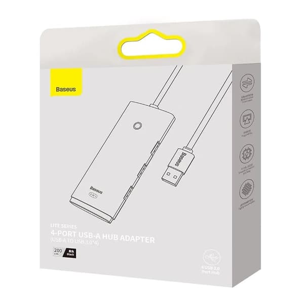 Hub 4w1 Baseus Lite Series USB till 4x USB 3.0 2m (czarny)