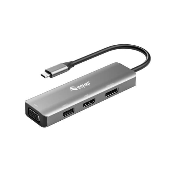 USB-grafikadapter - EQUIP - 133485 - 3840 x 2160 pixlar - USB Type-C - Svart/Silver aluminium