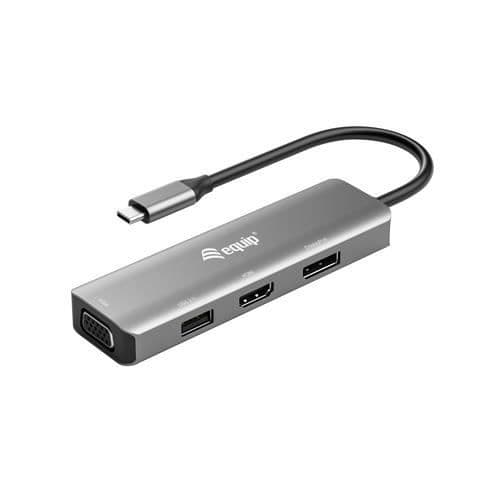 USB-grafikadapter - EQUIP - 133485 - 3840 x 2160 pixlar - USB Type-C - Svart/Silver aluminium