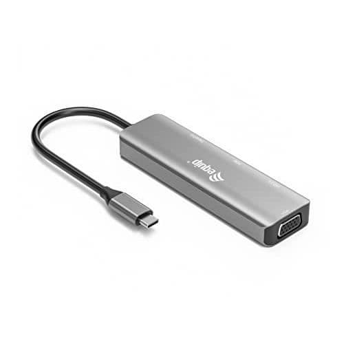 USB-grafikadapter - EQUIP - 133485 - 3840 x 2160 pixlar - USB Type-C - Svart/Silver aluminium Svart, Silver