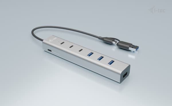 i-tec CAHUBMETAL7, USB 3.2 Gen 1 (3.1 Gen 1) Type-A + Type-C, USB 3.2 Gen 1 (3.1 Gen 1) Type-A, USB 3.2 Gen 1 (3.1 Gen 1) Type-C, 5 Mbit/s, Grå, 0,3