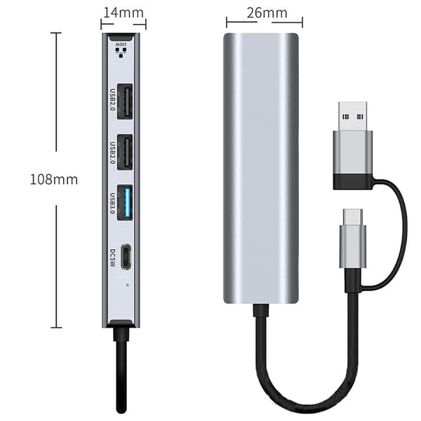INF 5-i-2 multifunksjonell hub med Gigabit Ethernet-adapter