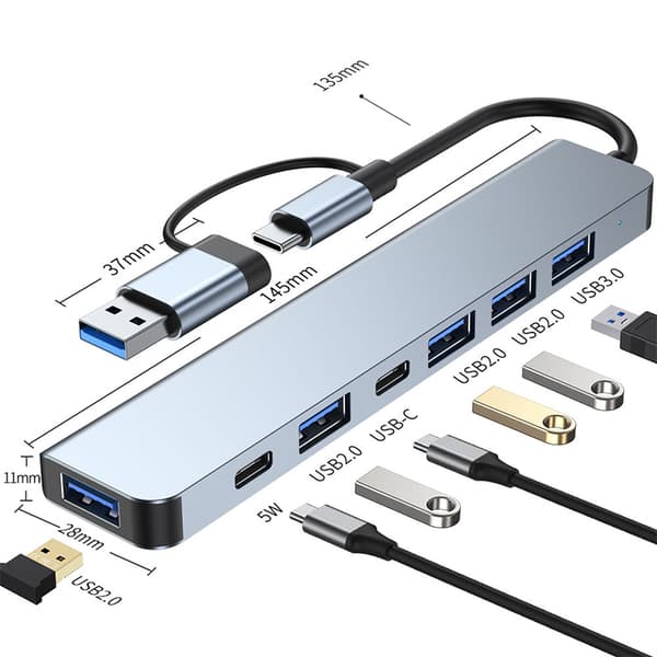 INF 7-i-1 multifunktionell USB-C-hubb för bärbara datorer - modell 2217TU
