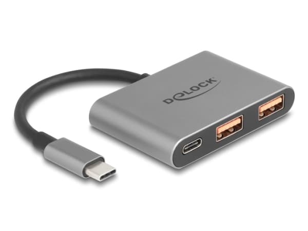 DeLOCK 64337, USB 3.2 Gen 2 (3.1 Gen 2) Type-C, USB 3.2 Gen 2 (3.1 Gen 2) Type-A, USB 3.2 Gen 2 (3.1 Gen 2) Type-C, 10000 Mbit/s, Grå, Metal, Rundt k