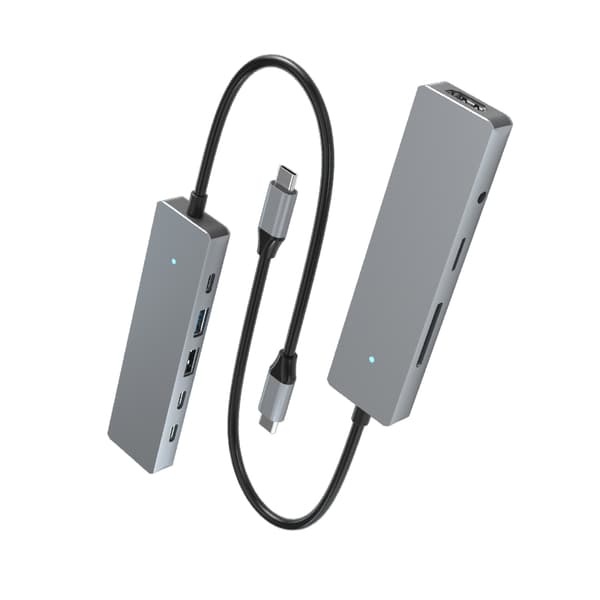 INF 9-i-1 USB-C-hub med HDMI, PD-lading og SD/TF-kortleser