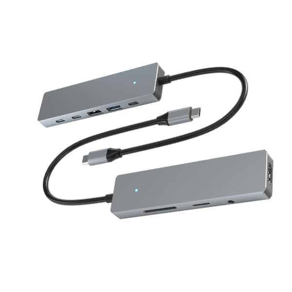 INF 9-i-1 USB-C-hub med HDMI, PD-lading og SD/TF-kortleser