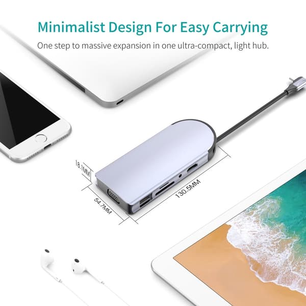 INF 9-i-1 USB-C-hubb med HDMI, PD-laddning och SD/TF-kortläsare