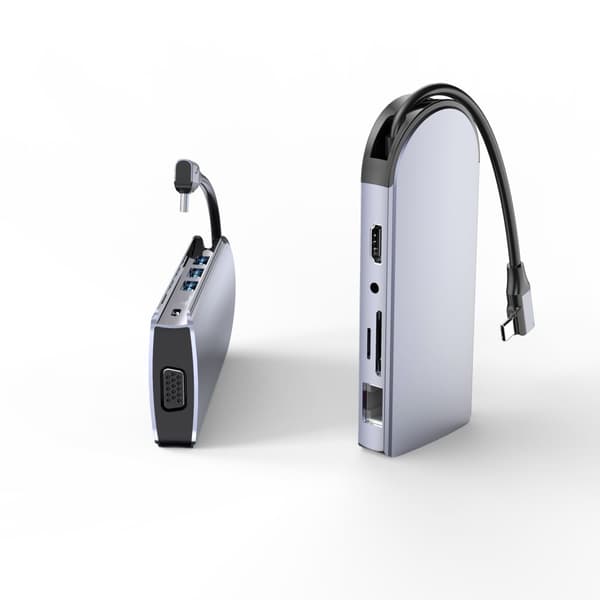 INF 9-i-1 USB-C-hubb med HDMI, PD-laddning och SD/TF-kortläsare