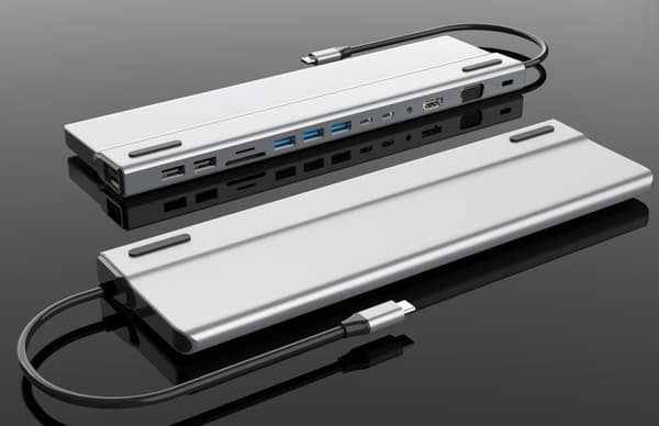 INF 14-i-1 USB-C Hub Multiport Adapter med HDMI, VGA, Ethernet, SD/TF Kortlæser