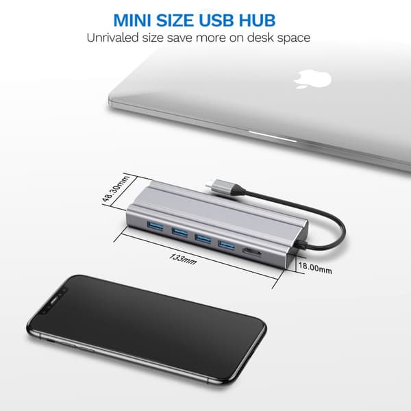 INF 11-i-1 USB-C Hub med HDMI, VGA og PD-opladning