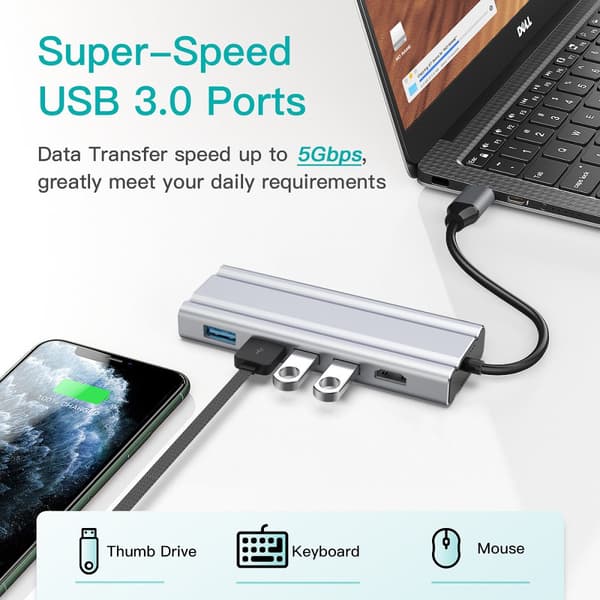 INF 11-i-1 USB-C Hub med HDMI, VGA og PD-opladning