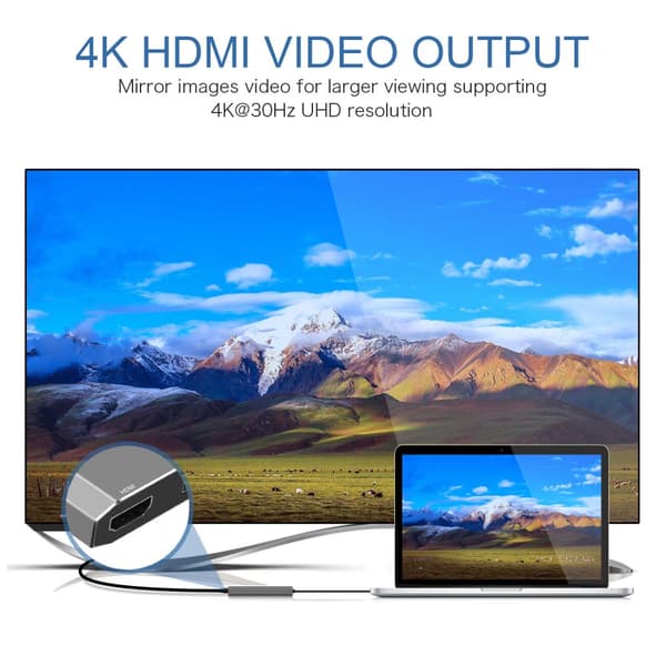 INF 5-i-1 Type-C Hub-adapter med HDMI, USB 3.0 og USB-C PD