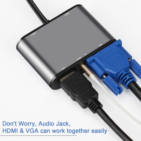 INF 8-i-1 USB-C Hub Multiport-adapter med HDMI, VGA, Ethernet