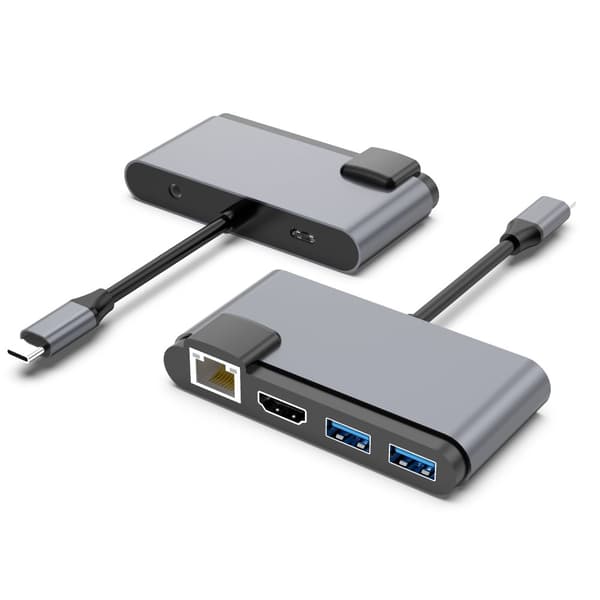 INF 6-i-1 USB-C Hub med HDMI, RJ45 og USB 3.0