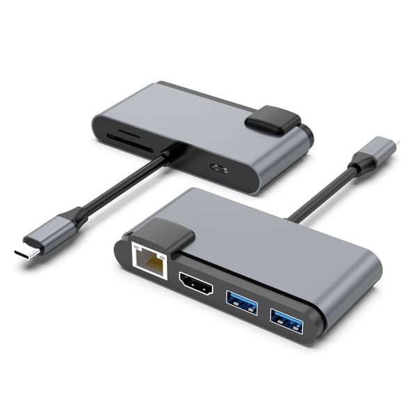 INF 7-i-1 USB-C Hub med HDMI, Ethernet, SD/TF-kortlæser