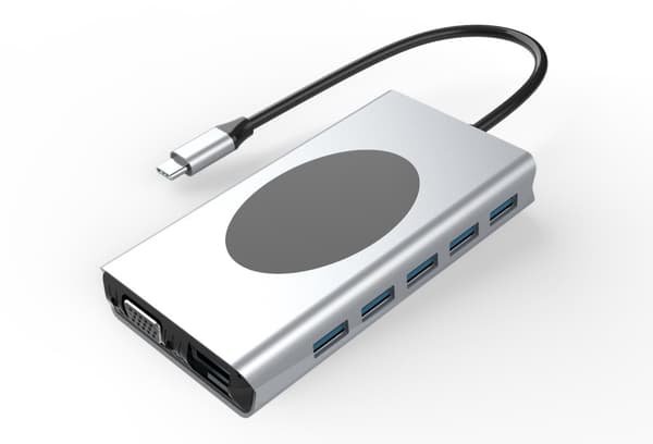 INF 13-i-1 USB-C-hubb med HDMI, VGA, Ethernet, SD-kortläsare och mer