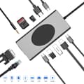 Miniatyrbilde 1 av 7: INF 13-i-1 USB-C-hub multiport-adapter med HDMI, VGA, Ethernet, SD/TF-kortleser