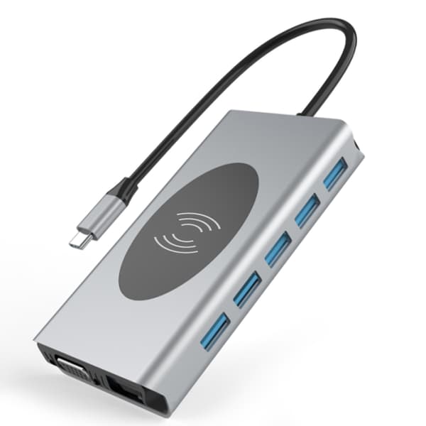 INF 14-in-1 Type-C Hub -monitoimiadapteri Ethernetillä, HDMI:llä ja VGA:lla