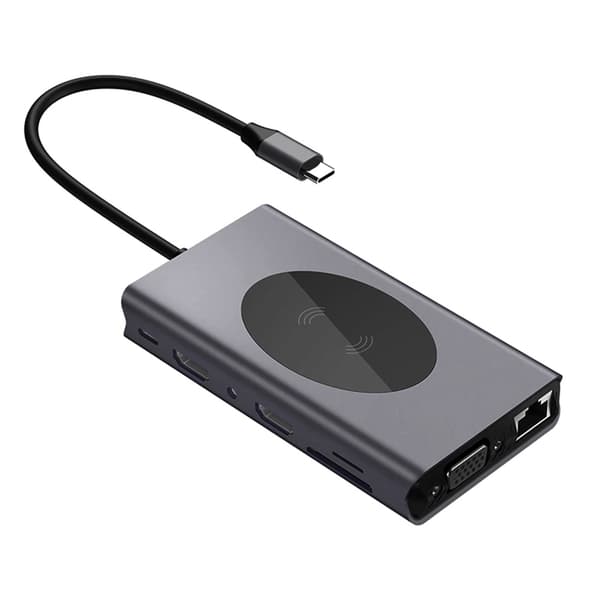 INF 14-in-1 Type-C Hub -monitoimiadapteri Ethernetillä, HDMI:llä ja VGA:lla