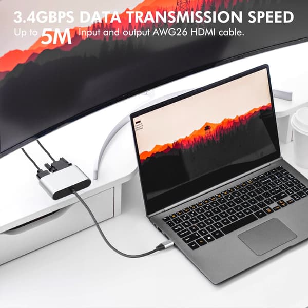 INF 15-i-1 USB-C Hub Multiport Adapter med HDMI, VGA, Ethernet, SD/TF Kortlæser