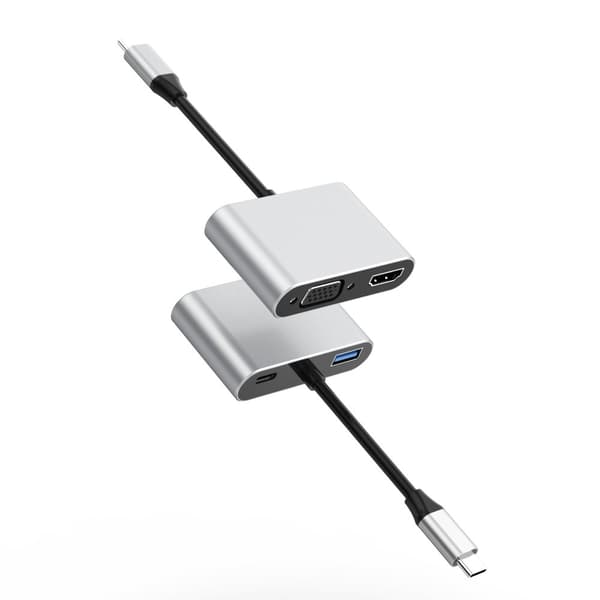 INF Type-C Hub 4-i-1-adapter med HDMI, VGA, USB 3.0 og USB-C PD