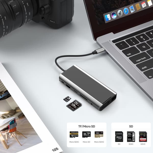 INF 13-i-1 USB-C Hub-adapter med HDMI, VGA, Ethernet og PD-opladning