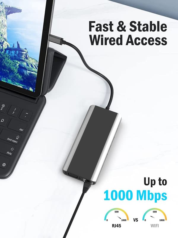 INF 13-i-1 USB-C Hub-adapter med HDMI, VGA, Ethernet og PD-opladning