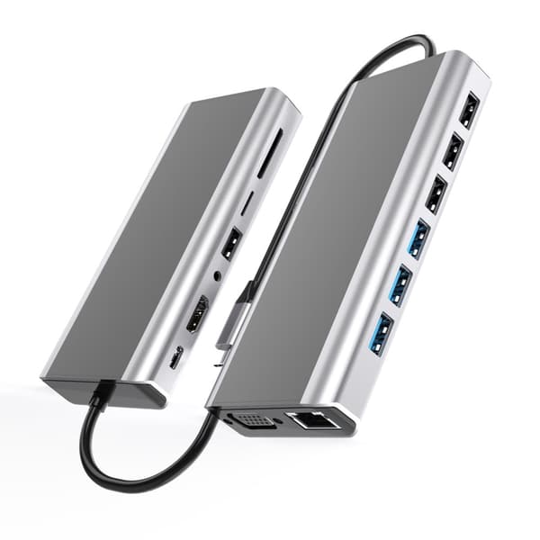 INF 15-i-1 USB-C Hub Multiport Adapter med HDMI, VGA, Ethernet, SD/TF Kortlæser