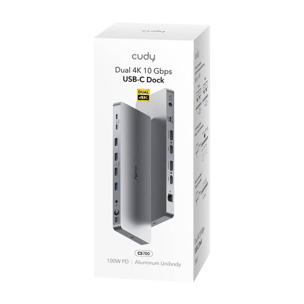 CUDY Telakointiasema CS700 10Gbps USB-C Dual 4K 150W