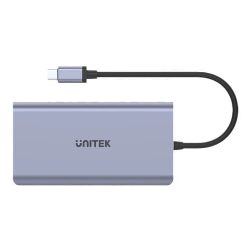 Unitek uHUB S7+ 7-in-1 USB-C Ethernet Hub with MST Dual Monitor, 100W Power Delivery and Card Reader - dockningsstation - USB-C - HDMI, DP - 1GbE