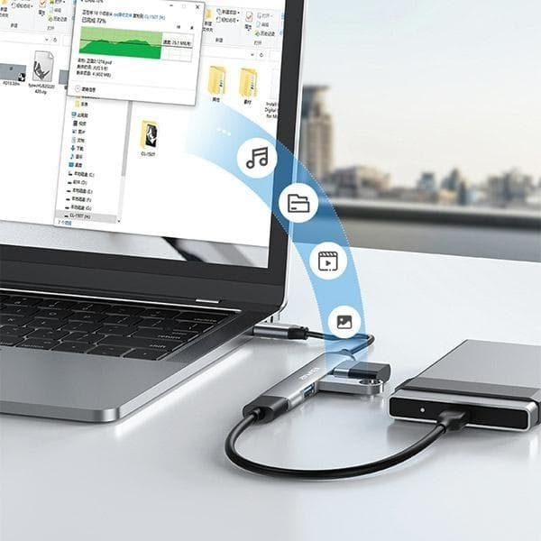 Awei USB-C till USB-A 4-Portar Hubb CL-150T - Svart