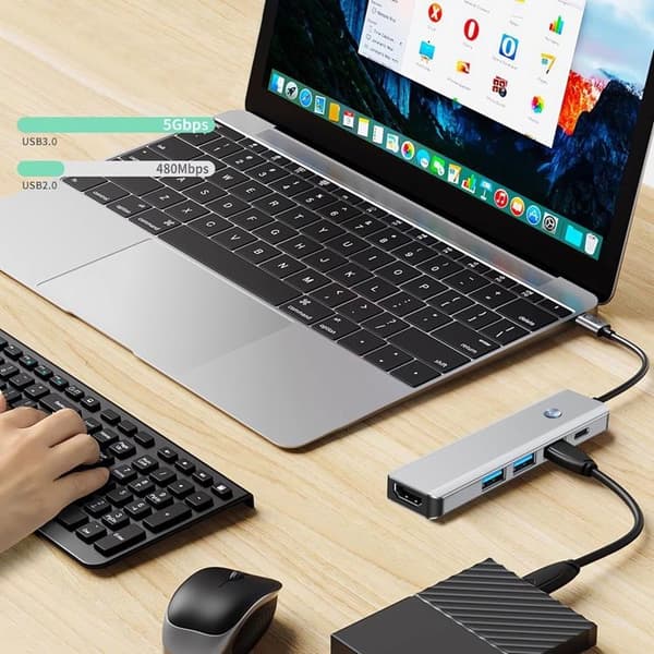 Tech-Protect HB01 5in1 Hub Adapter - Space Grå