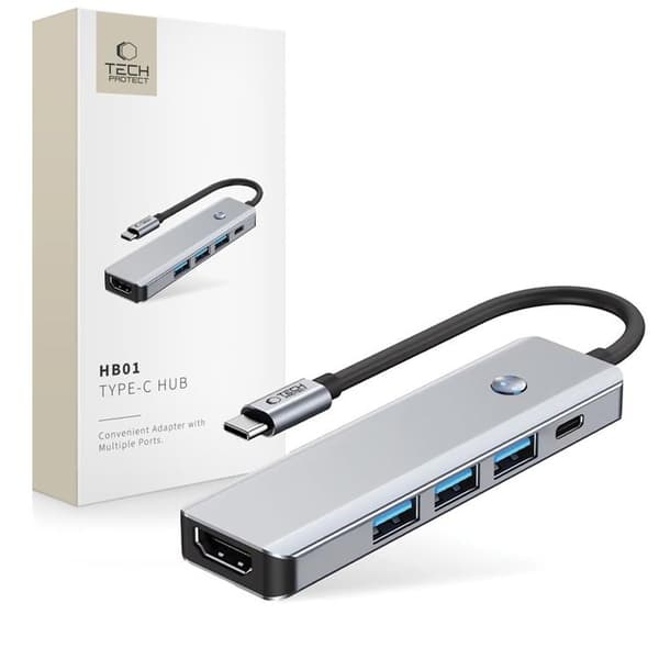 Tech-Protect HB01 5in1 Hub Adapter - Space Grå